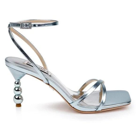 Badgley Mischka Size 9 Mint Blue Strappy Bead Heel Sandal NEW Callie $245 - Picture 2 of 6